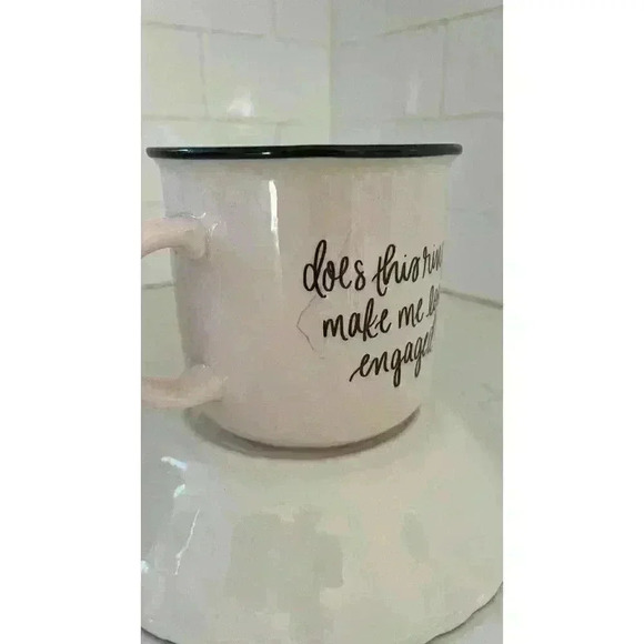 Coffee Mug "Does this ring make me look engaged?" 16oz Pink Black 2 Side Print - Picture 4 of 8